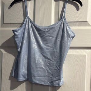 New York & Company Blue Fitted Camisole Top